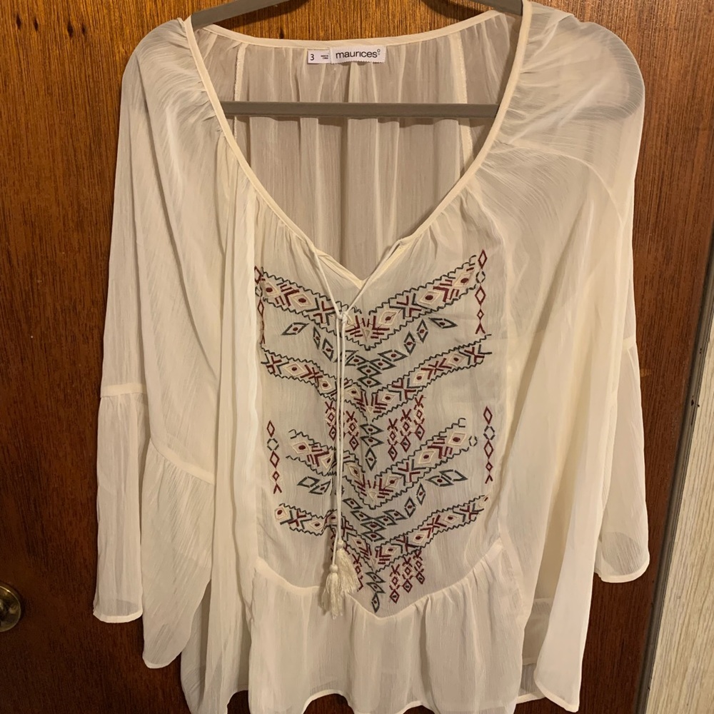 Maurices Plus size 3 sheer peasant top